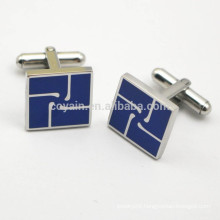 Stainless Steel Square Engraved Enamel Logo Cufflinks